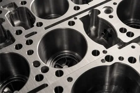 CNC milled aluminum engine block and automotive gear housing