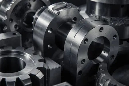 CNC milled heavy duty steel brackets and gears for industrial equipment