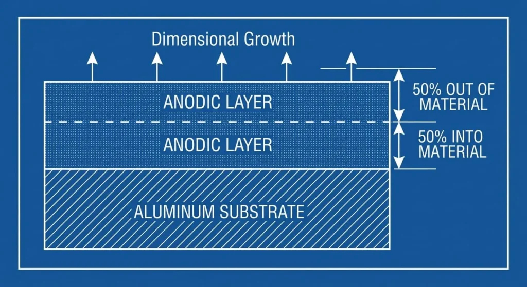 Anodizing layer thickness diagram for tolerances