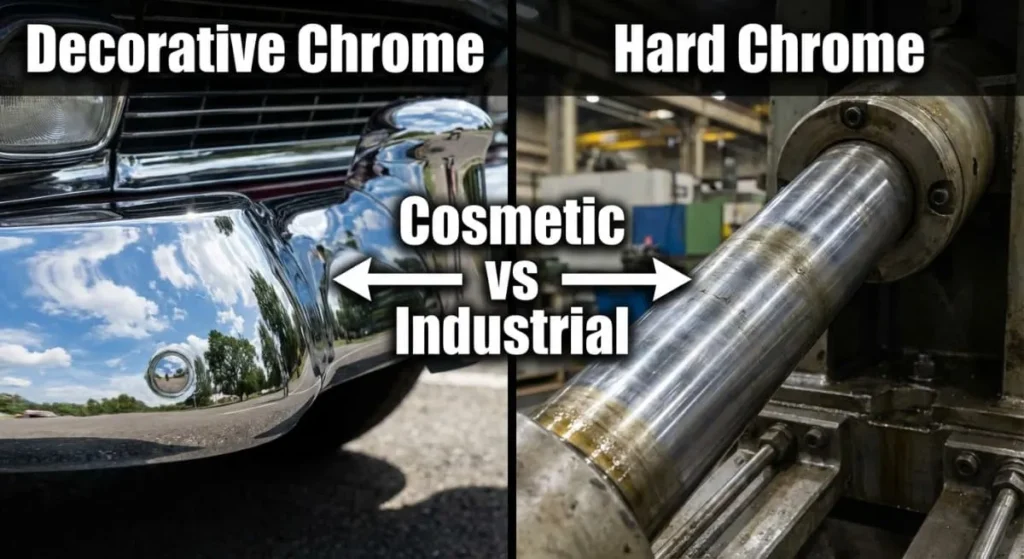 Difference between decorative chrome for aesthetics and hard chrome plating for industrial wear resistance