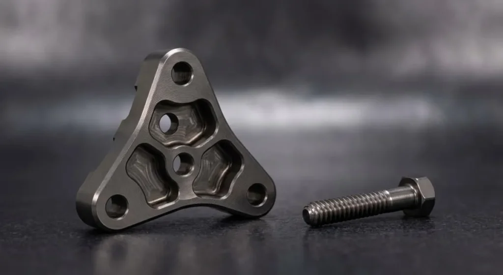 the Expert's Guide to Titanium CNC Machining: Grade 5, Grade 2 & Medical Alloys 3 High precision titanium cnc machining parts showing Grade 5 aerospace bracket and medical implant
