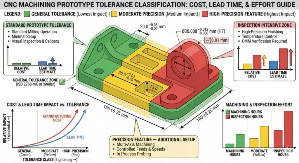 tolerance classification diagram showing cost and lead time impact in cnc machining prototype service projects