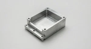 Prototype-stage CNC machined aluminum housing with visible tool marks for design validation