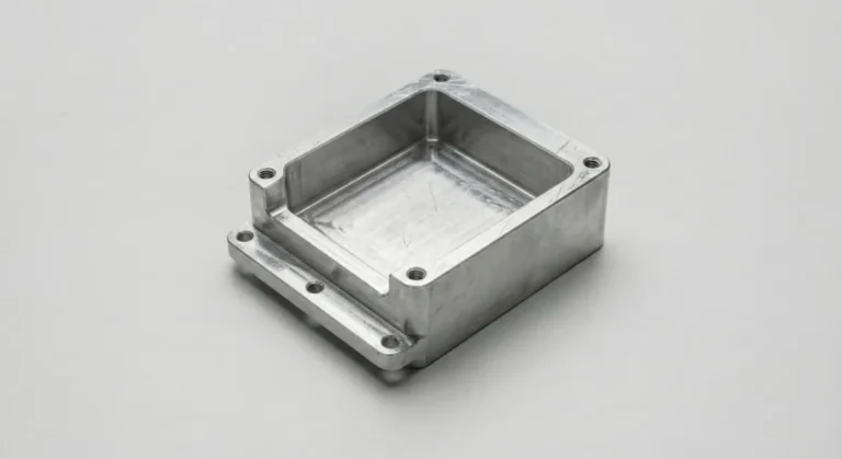 Prototype-stage CNC machined aluminum housing with visible tool marks for design validation
